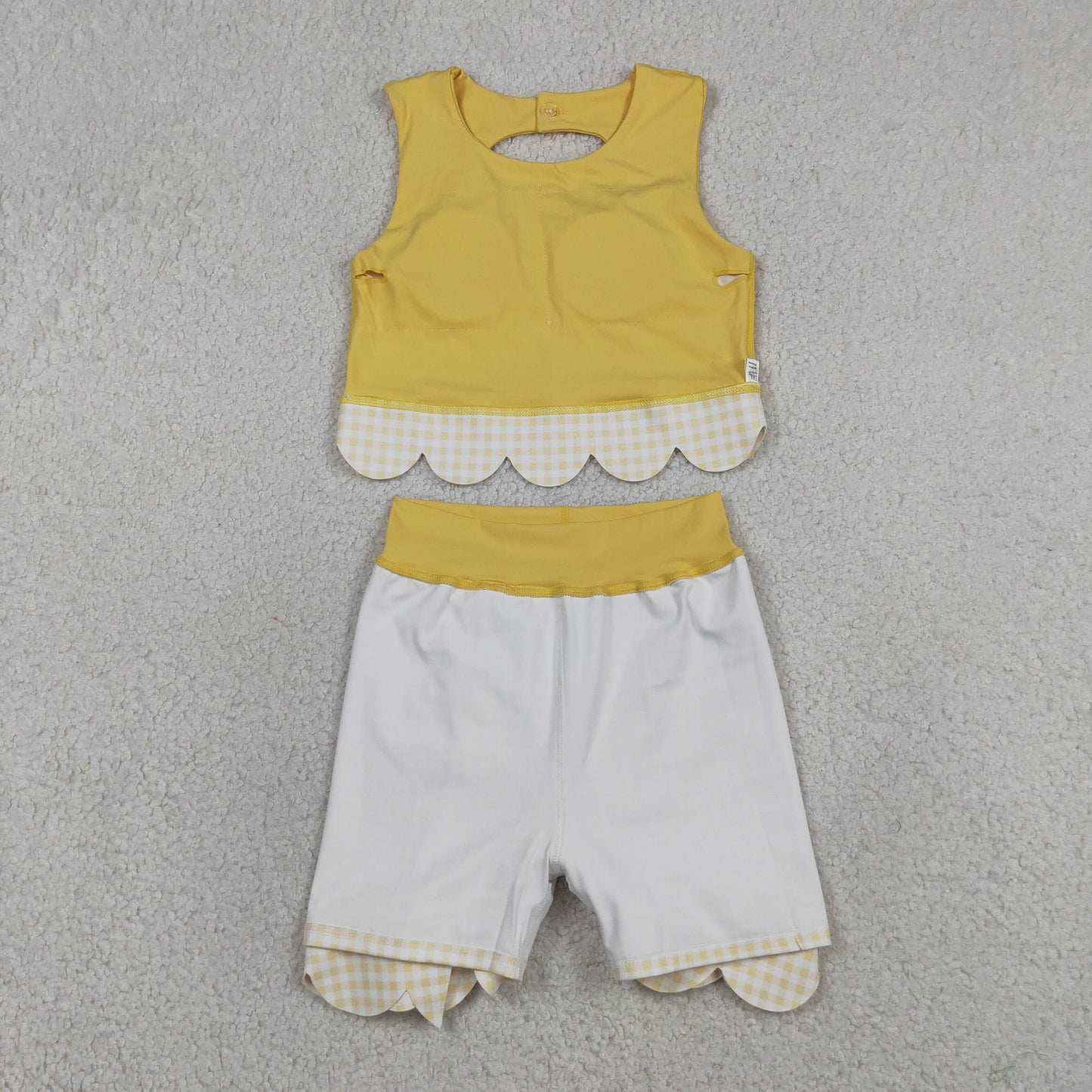 GSD3324 Bows Light Yellow Sleeveless Top with Skirts for Girls Yoga Sets 202605 RTS