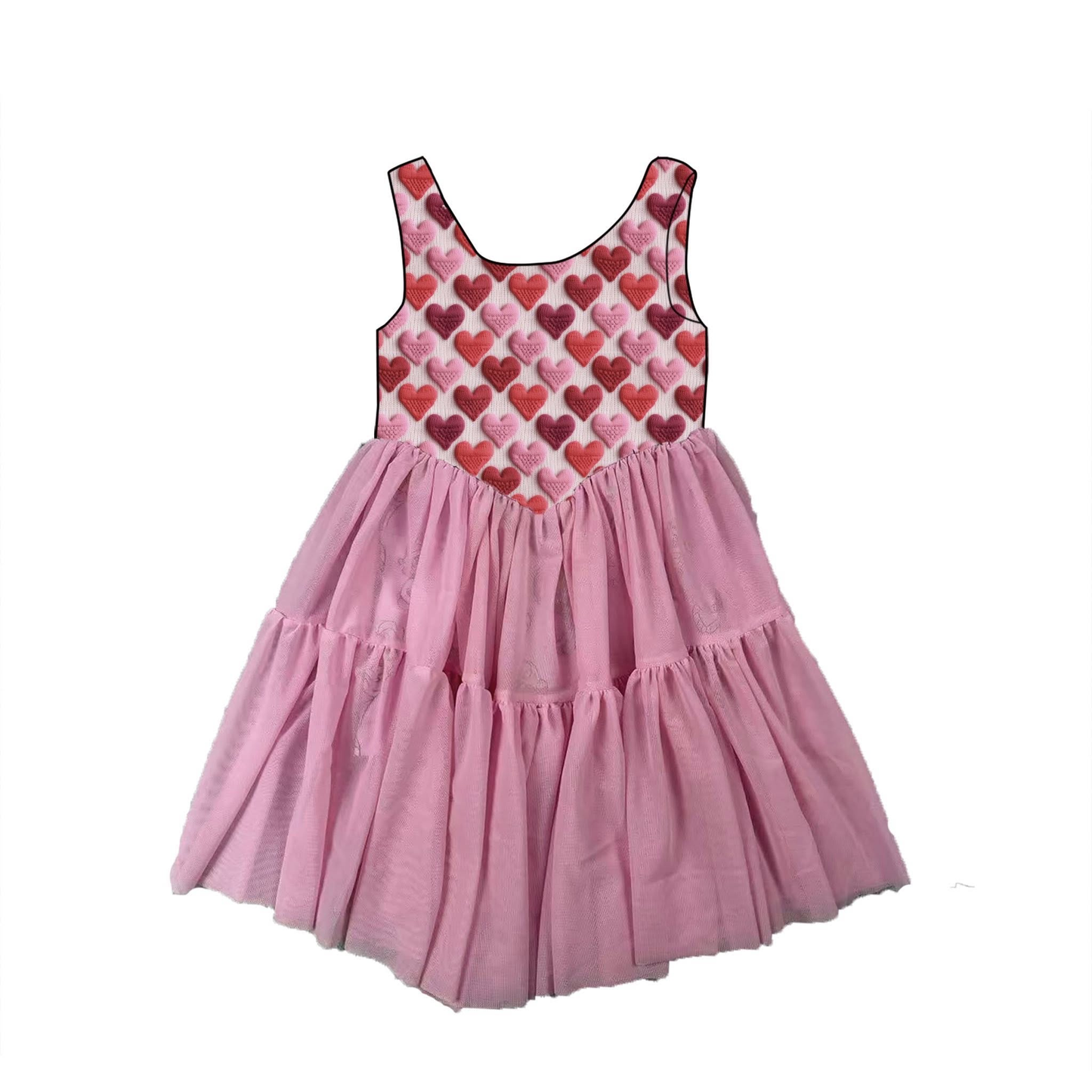 MOQ 5 PCS Preorder GSD3370 Valentines Day Love Sleeveless Dresses for Girls 202512