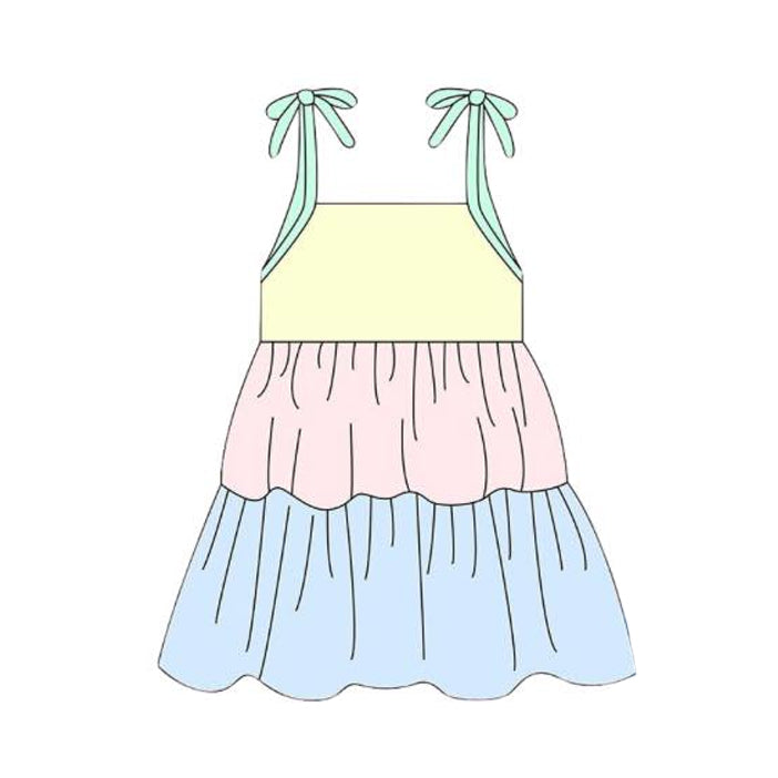 MOQ 5 PCS Preorder GSD3393 Yellow Pink Blue Halter Dresses for Girls 202512