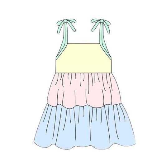MOQ 5 PCS Preorder GSD3393 Yellow Pink Blue Halter Dresses for Girls 202512