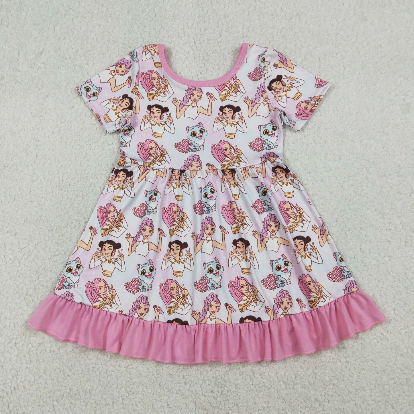 GSD3394 K-POP Love Disco Pink Short Sleeve Dresses for Girls 202601 RTS