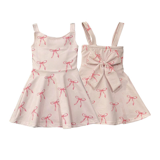 MOQ 5 preorder GSD3421 Pink Bows Yoga Sleeveless Dresses for Girls 202512