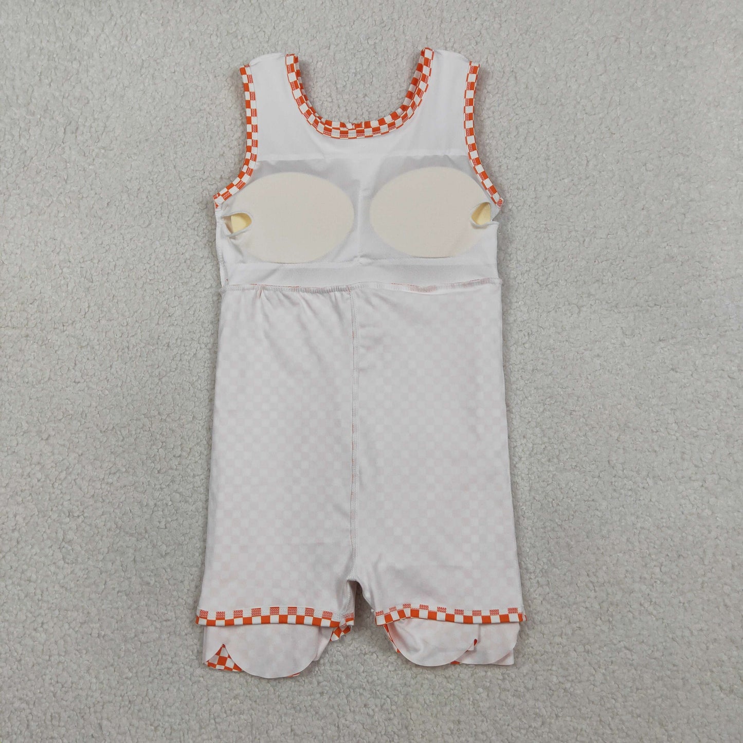 GSD3428 Orange White Plaid Ruffle Bow Yoga Sleeveless Dresses for Girls 202603 RTS
