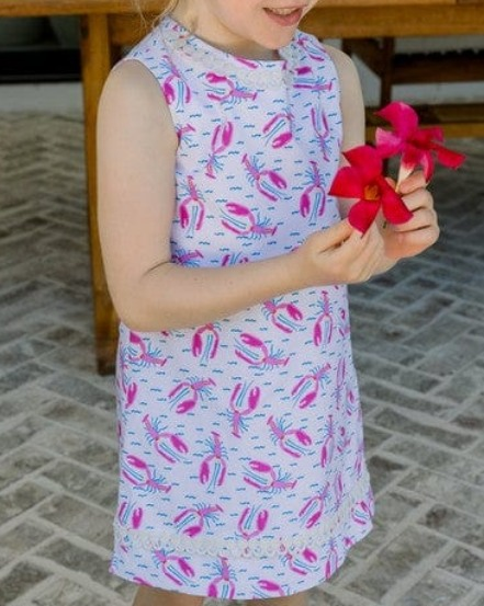 MOQ 5 PCS Preorder GSD3556 Crayfish Pattern White Sleeveless Dresses for Girls 202601