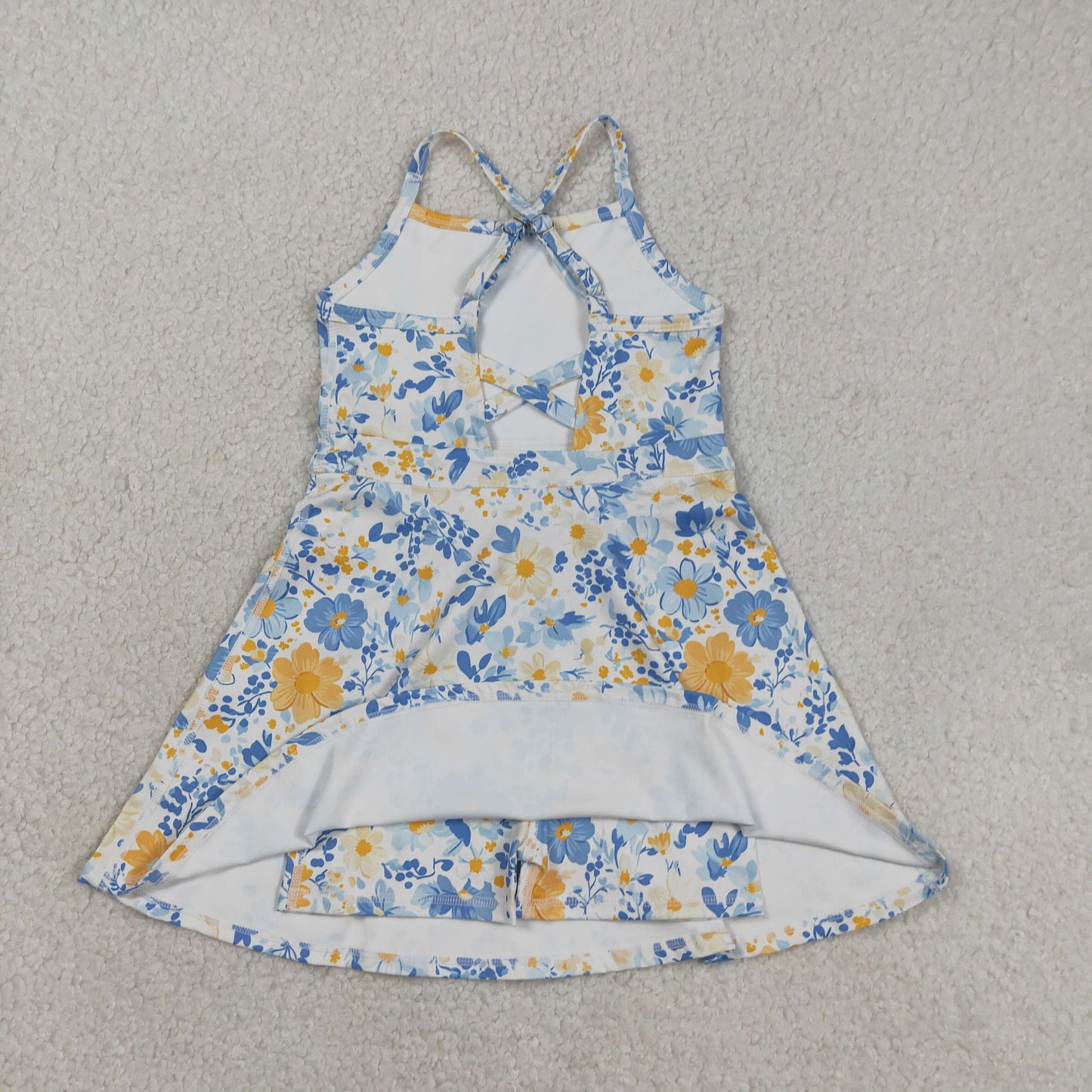 GSD3565 Blue Flower Yoga Sleeveless Dresses for Girls 202603 RTS