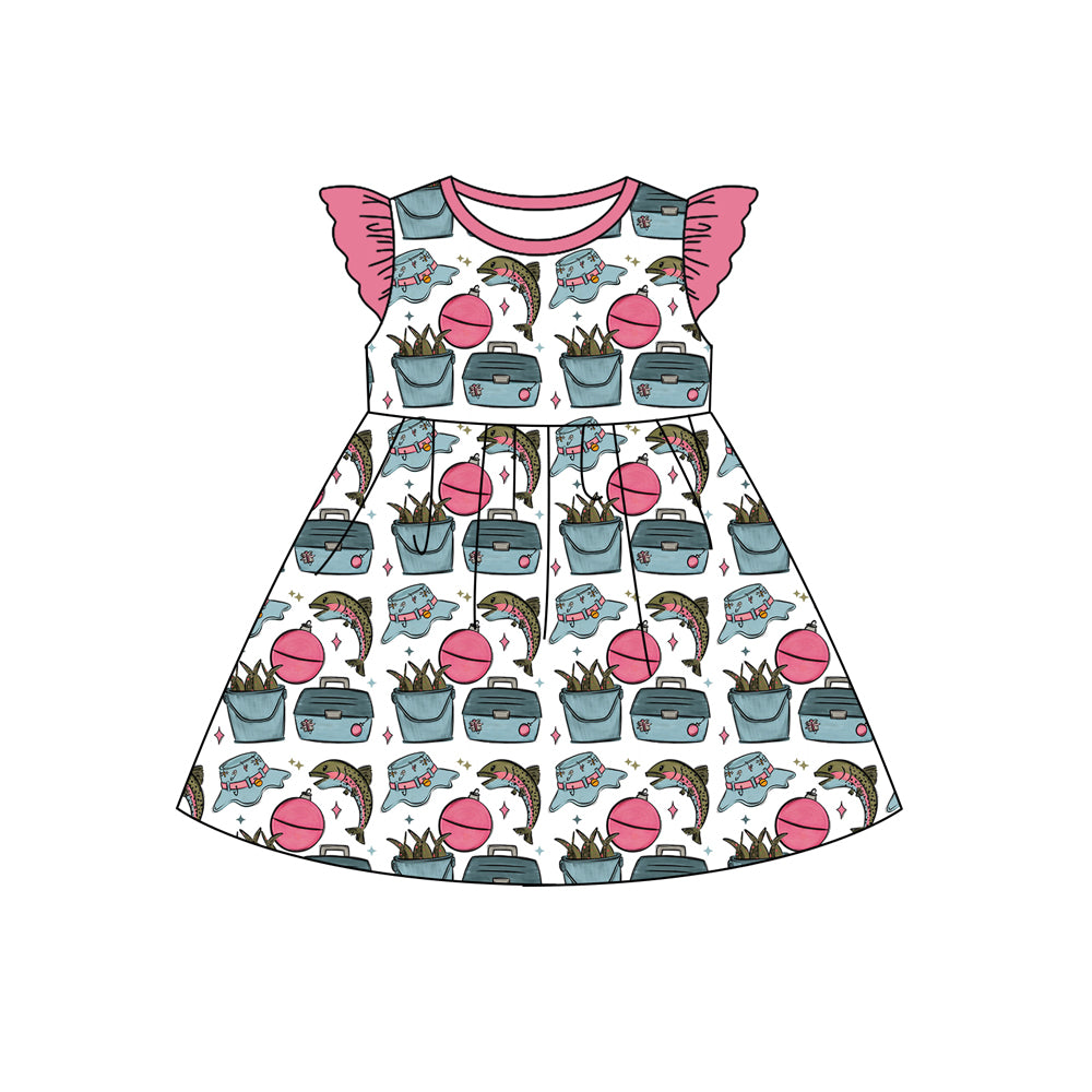 MOQ 5 PCS Preorder GSD3580 Fishing Float Toolbox White Flying Sleeve Dresses for Girls 202601