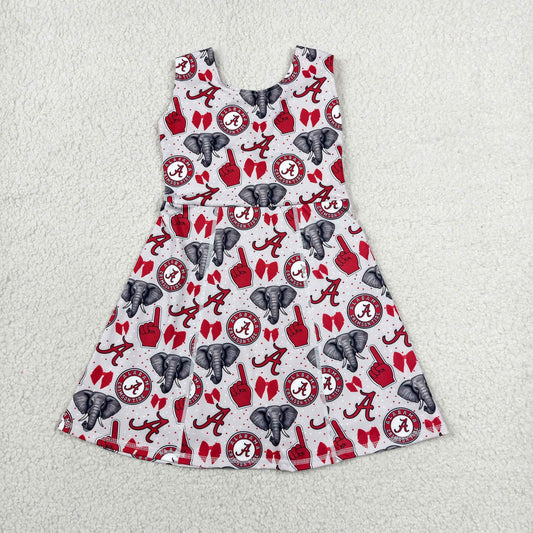 GSD3582 GO TEAM A Elephant Bow Gray Yoga Sleeveless Dresses for Girls 202606 RTS