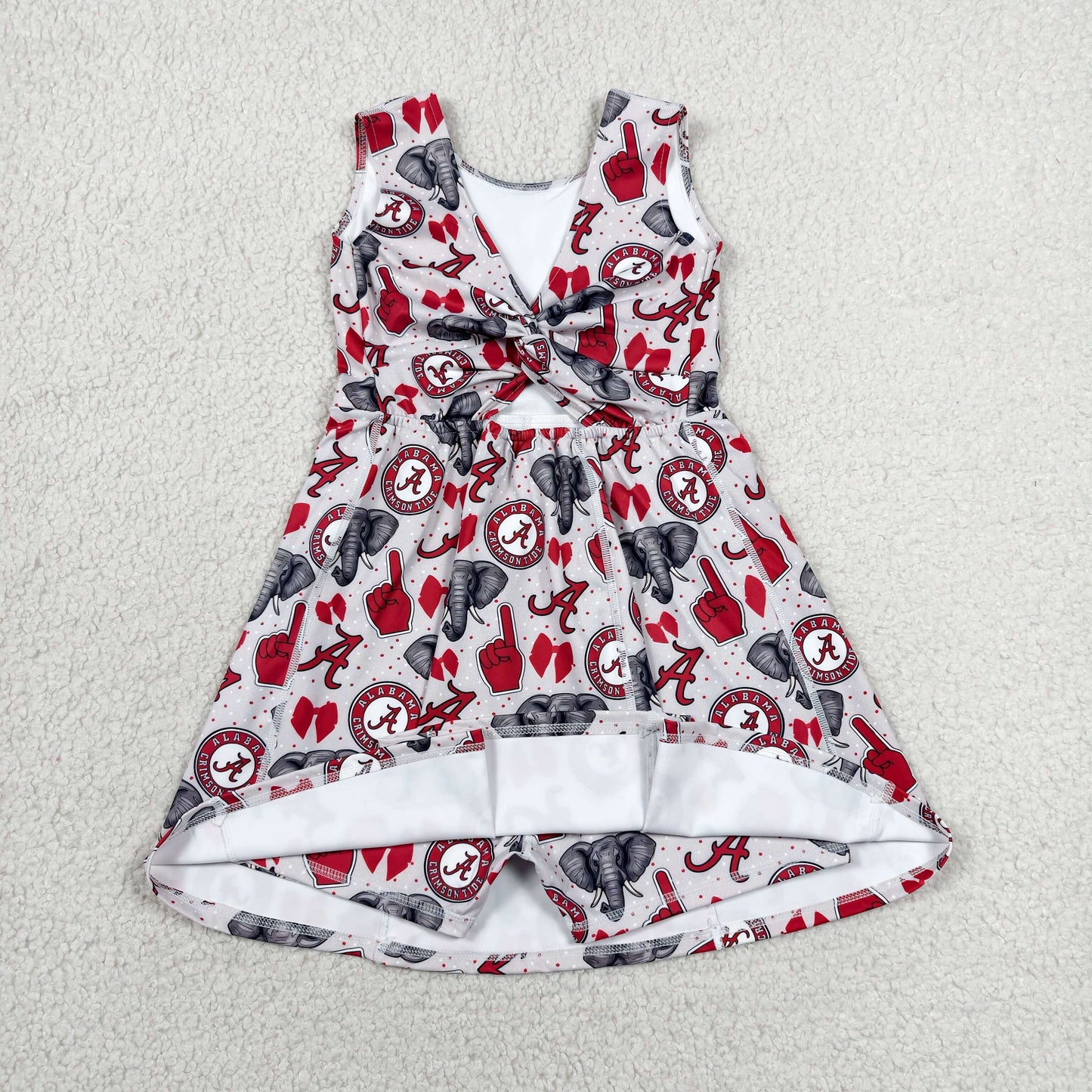 GSD3582 GO TEAM A Elephant Bow Gray Yoga Sleeveless Dresses for Girls 202606 RTS