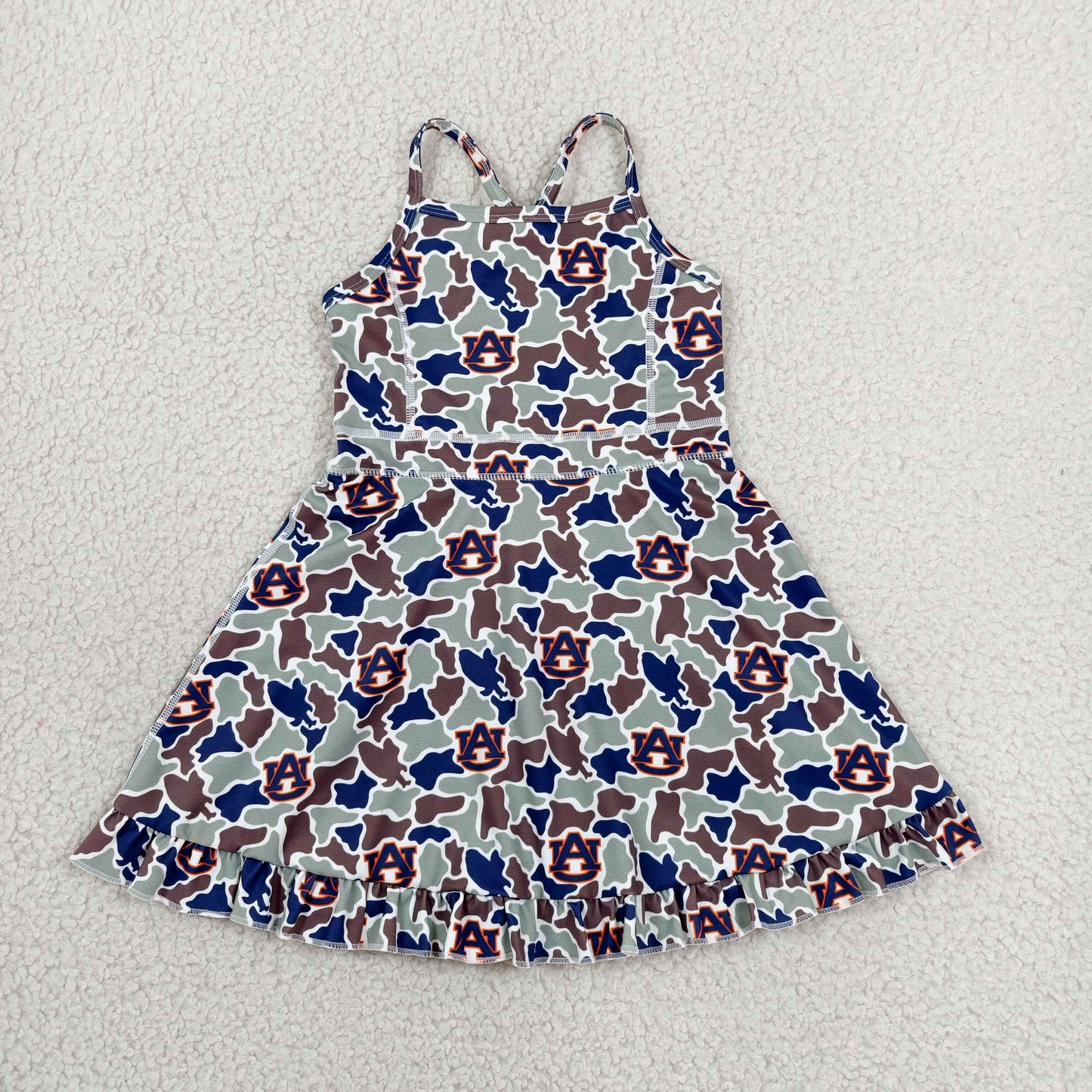 GSD3588 GO TEAM UA Green and Blue Camouflage Yoga Sleeveless Dresses for Girls 202606 RTS