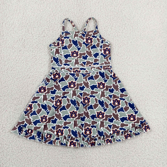 GSD3588 GO TEAM UA Green and Blue Camouflage Yoga Sleeveless Dresses for Girls 202606 RTS