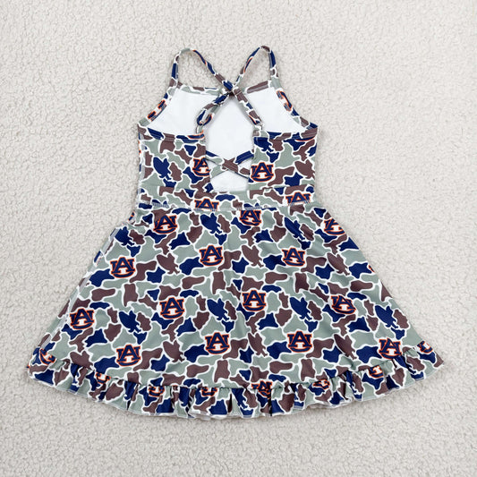 GSD3588 GO TEAM UA Green and Blue Camouflage Yoga Sleeveless Dresses for Girls 202606 RTS