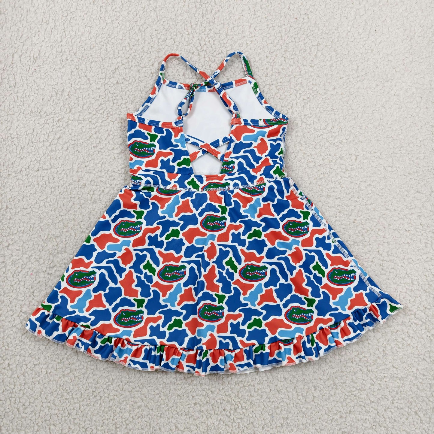 GSD3589 GO TEAM Crocodile Orange Blue Green Camouflage Yoga Sleeveless Dresses for Girls 202606 RTS