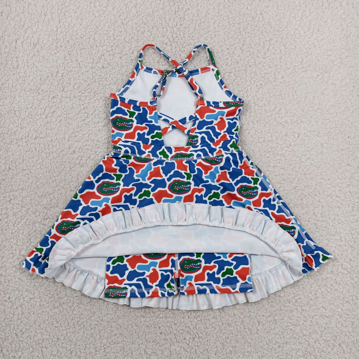 GSD3589 GO TEAM Crocodile Orange Blue Green Camouflage Yoga Sleeveless Dresses for Girls 202606 RTS