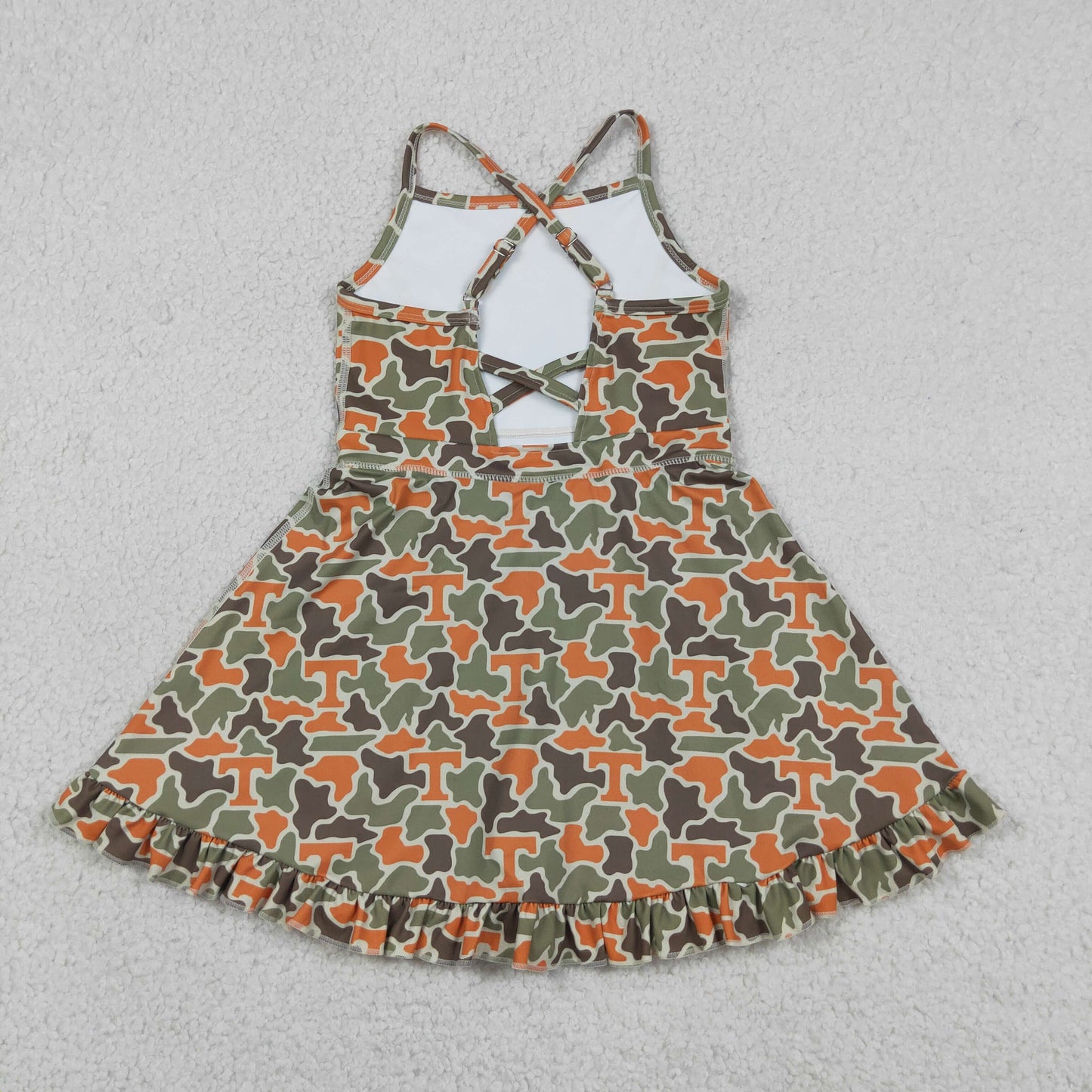 GSD3590 GO TEAM T Orange Green Camouflage Yoga Sleeveless Dresses for Girls 202605 RTS