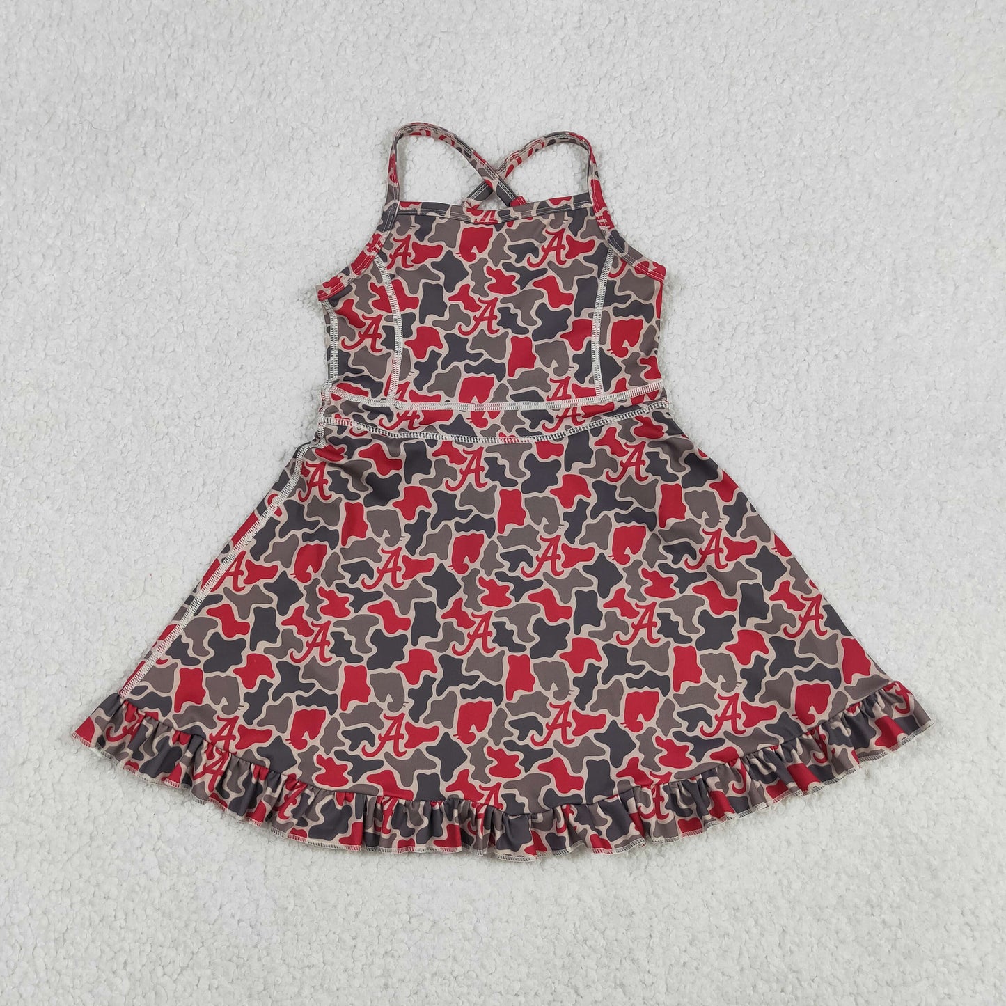 GSD3592 GO TEAM A Gray Red Camouflage Yoga Sleeveless Dresses for Girls 202605 RTS