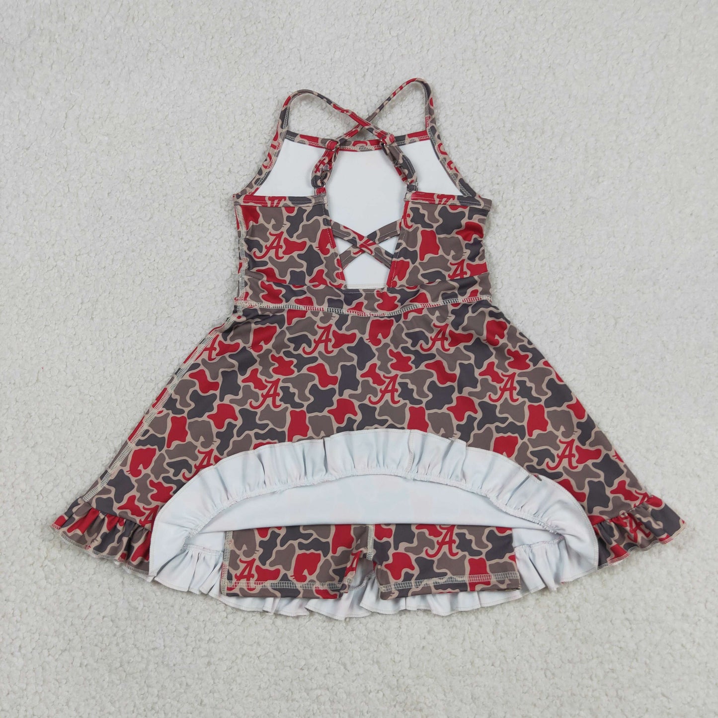 GSD3592 GO TEAM A Gray Red Camouflage Yoga Sleeveless Dresses for Girls 202605 RTS