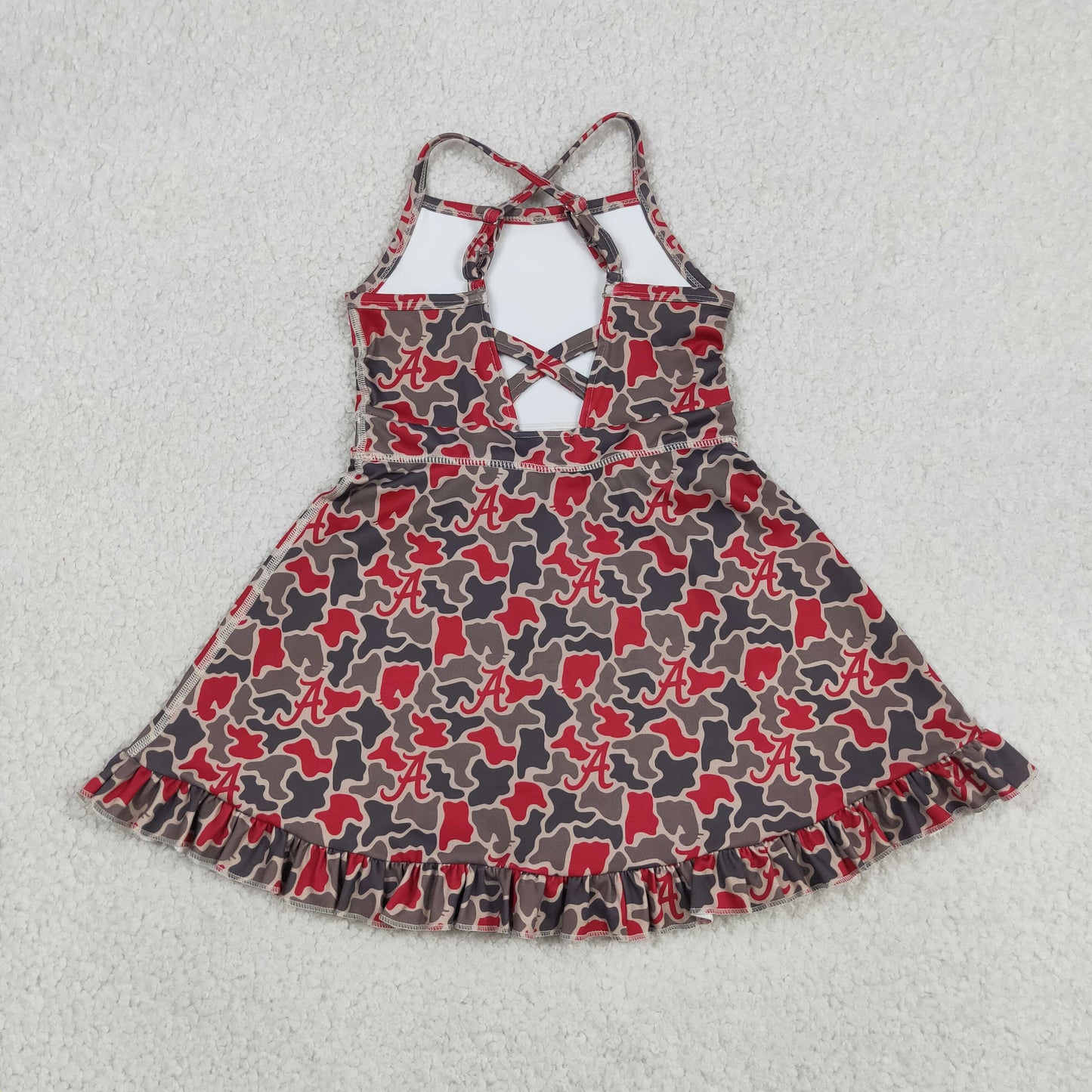 GSD3592 GO TEAM A Gray Red Camouflage Yoga Sleeveless Dresses for Girls 202605 RTS