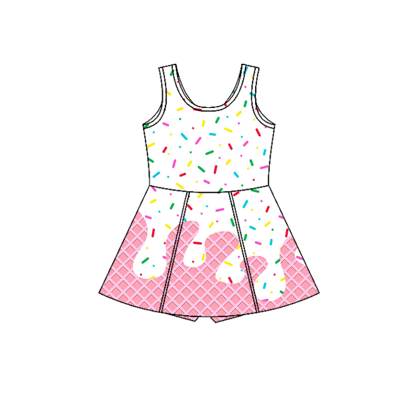 MOQ 5 preorder GSD3594 Waffle Ice Cream Drip Clothes Pink Yoga Sleeveless Dresses for Girls 202601