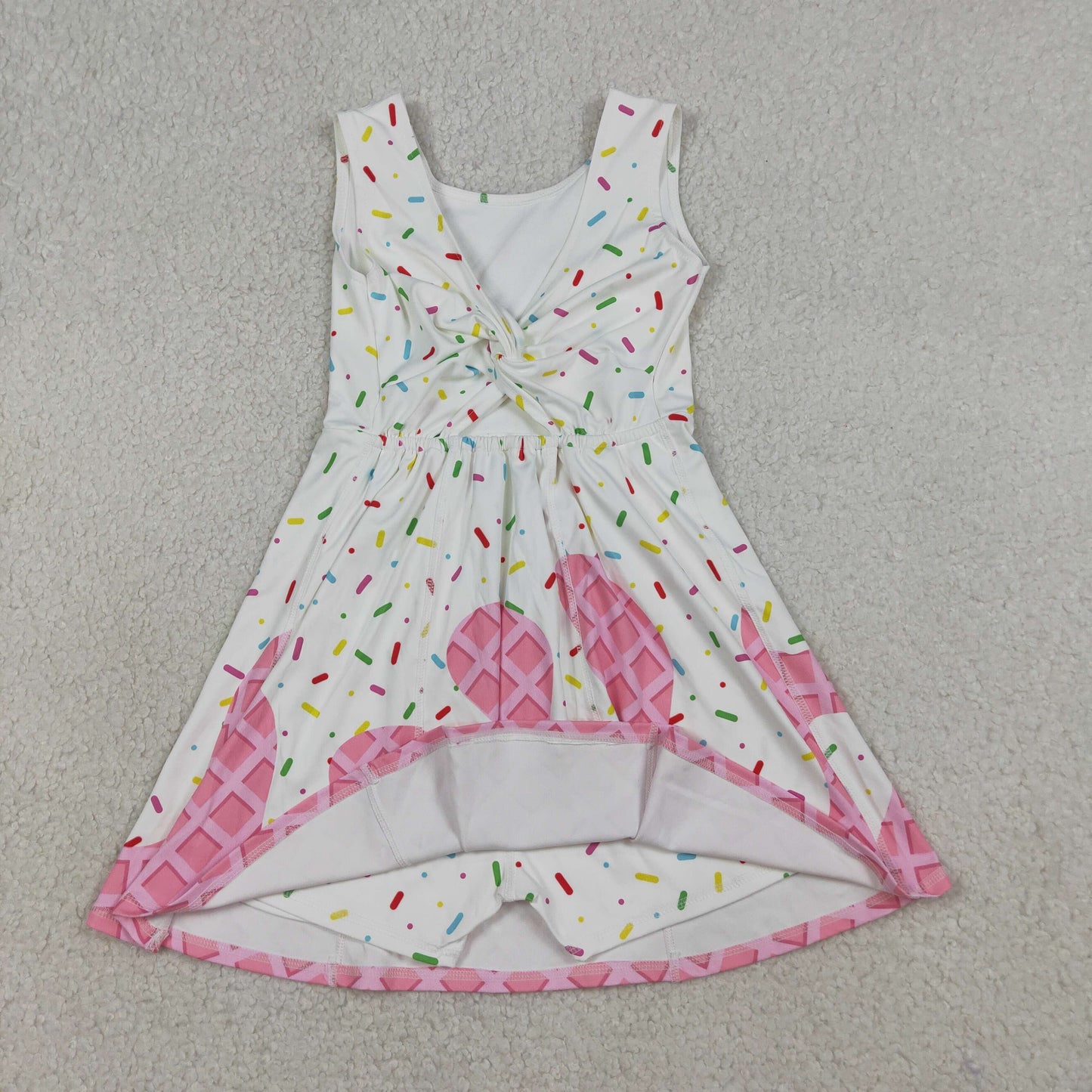 GSD3594 Waffle Ice Cream Drip Clothes Pink Yoga Sleeveless Dresses for Girls 202603 RTS