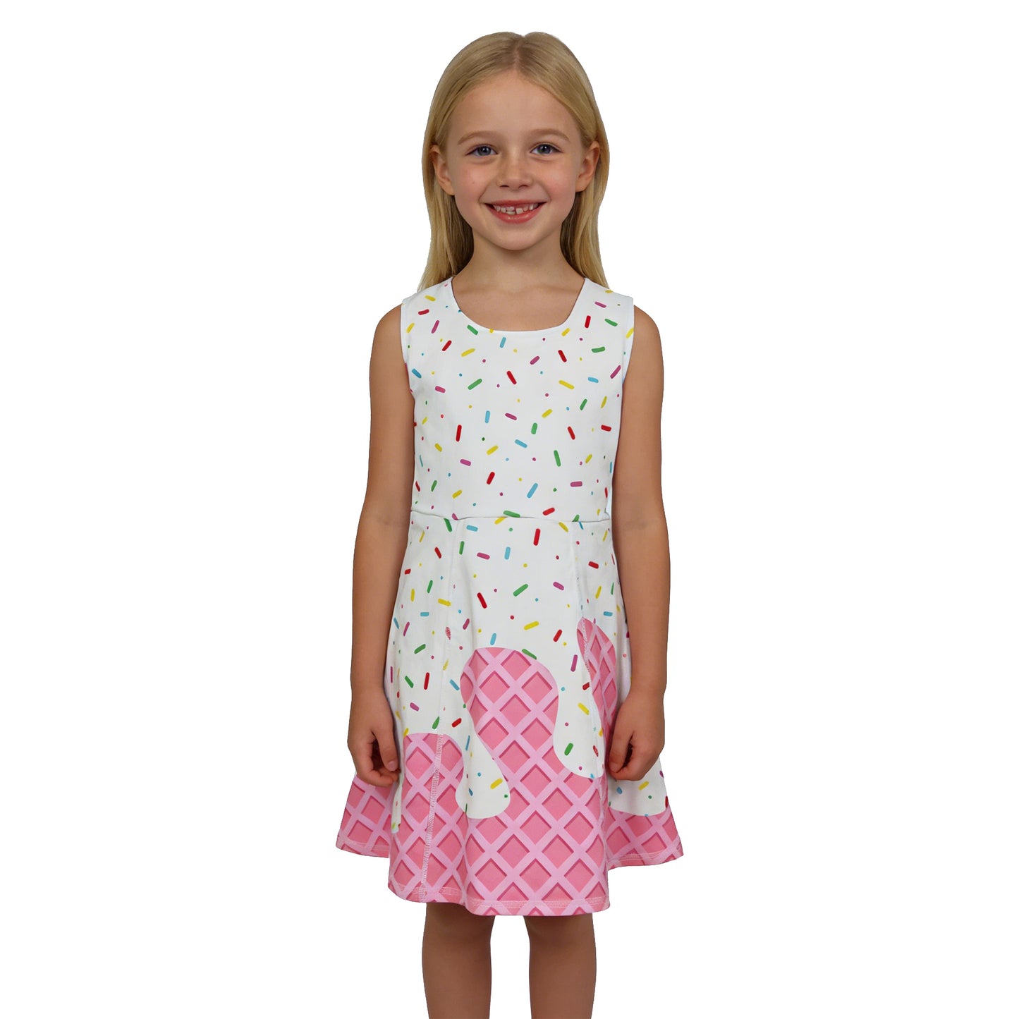 GSD3594 Waffle Ice Cream Drip Clothes Pink Yoga Sleeveless Dresses for Girls 202603 RTS