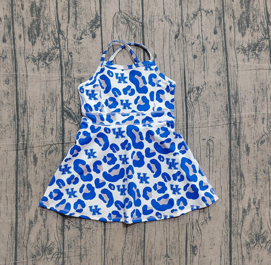 NO MOQ preorder GSD3630 Go Team UK Gray Blue Leopard Yoga Sleeveless Dresses for Girls 202601