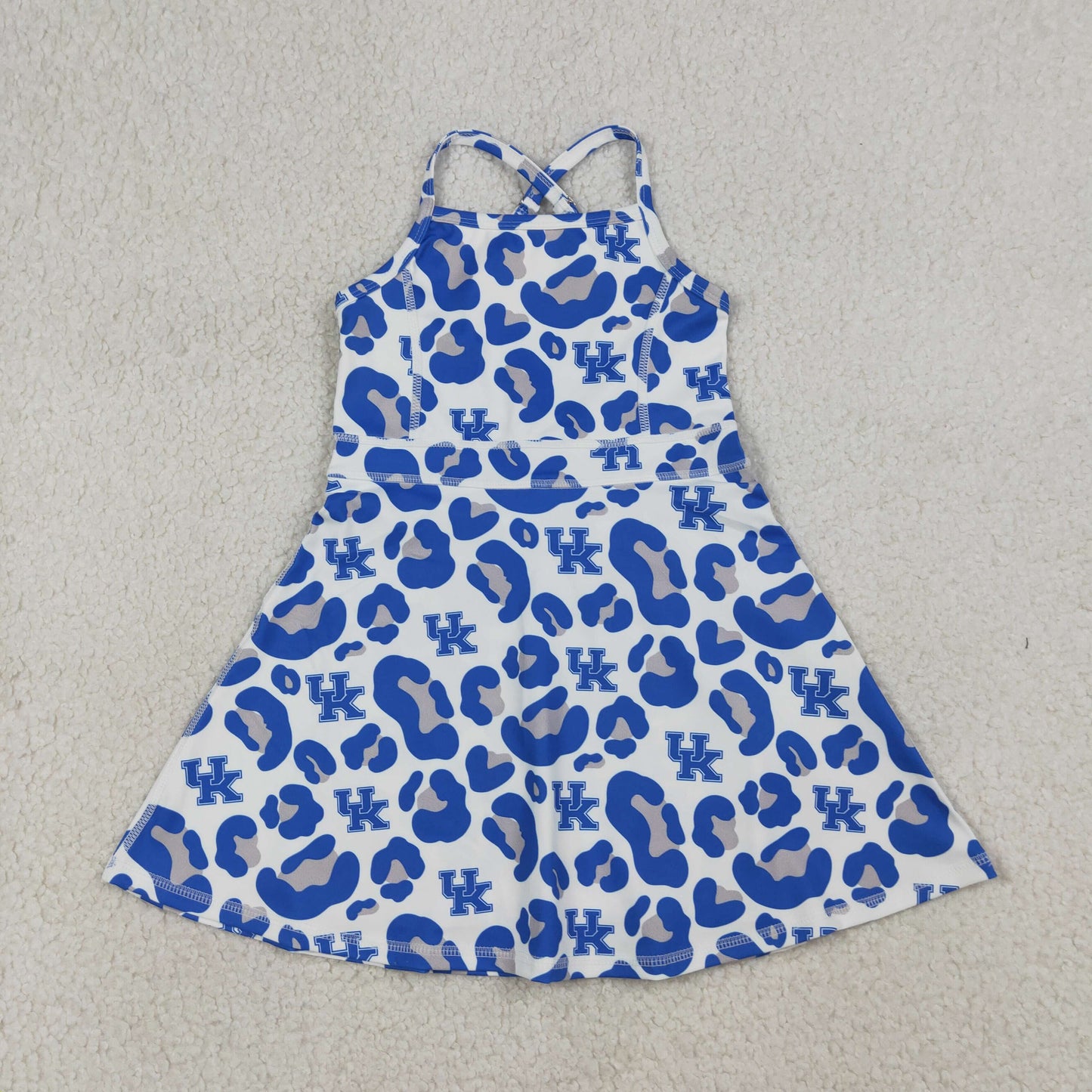 GSD3630 Go Team UK Gray Blue Leopard Yoga Sleeveless Dresses for Girls 202603 RTS