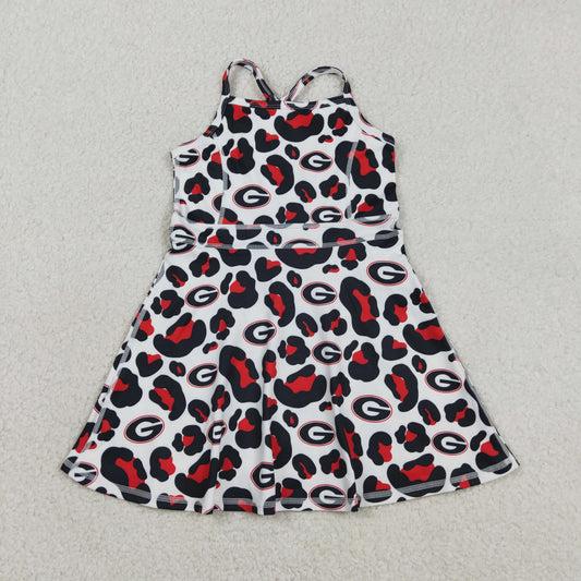 GSD3632 Go Team G Red Black Leopard Yoga Sleeveless Dresses for Girls 202603 RTS