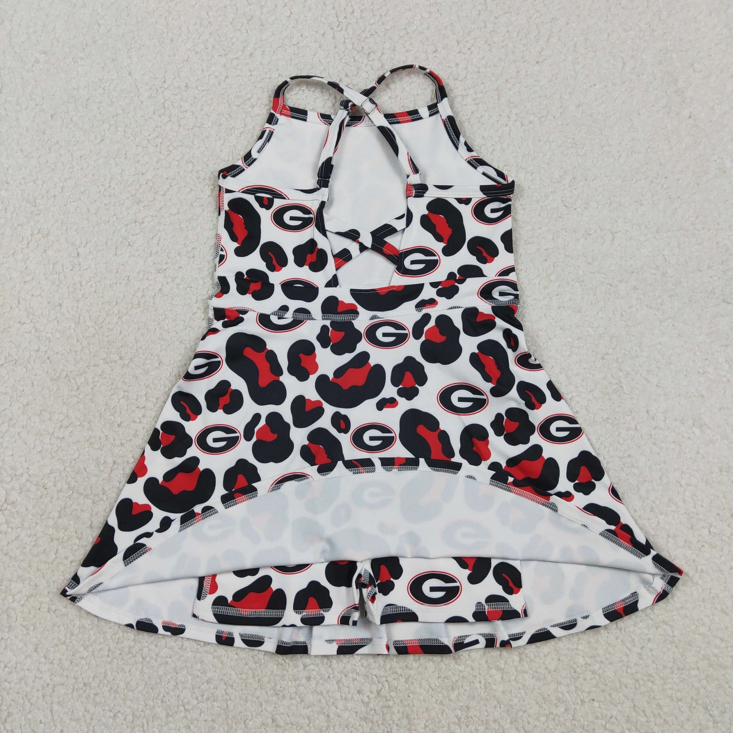 GSD3632 Go Team G Red Black Leopard Yoga Sleeveless Dresses for Girls 202603 RTS
