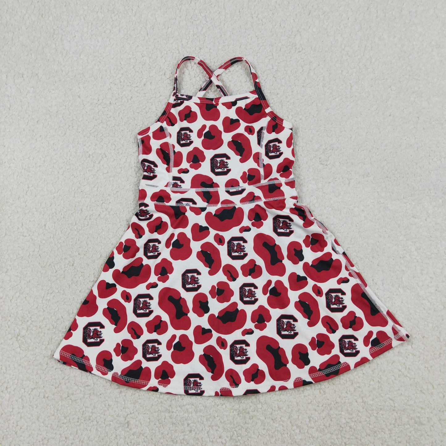 GSD3633 Go Team C Black Red Leopard Yoga Sleeveless Dresses for Girls 202603 RTS