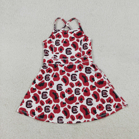 GSD3633 Go Team C Black Red Leopard Yoga Sleeveless Dresses for Girls 202603 RTS