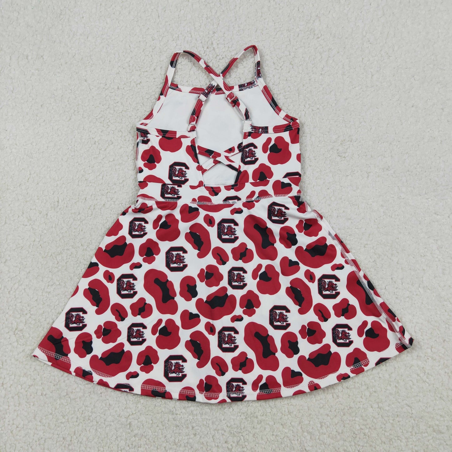 GSD3633 Go Team C Black Red Leopard Yoga Sleeveless Dresses for Girls 202603 RTS