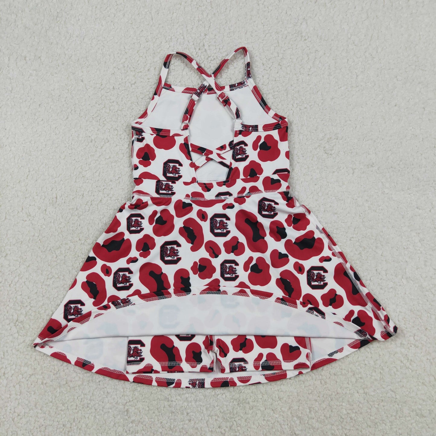 GSD3633 Go Team C Black Red Leopard Yoga Sleeveless Dresses for Girls 202603 RTS
