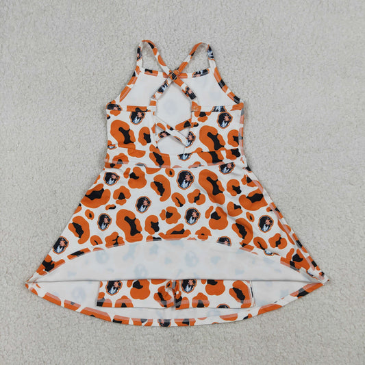 GSD3634 Go Team Puppy Orange Black Leopard Yoga Sleeveless Dresses for Girls 202603 RTS