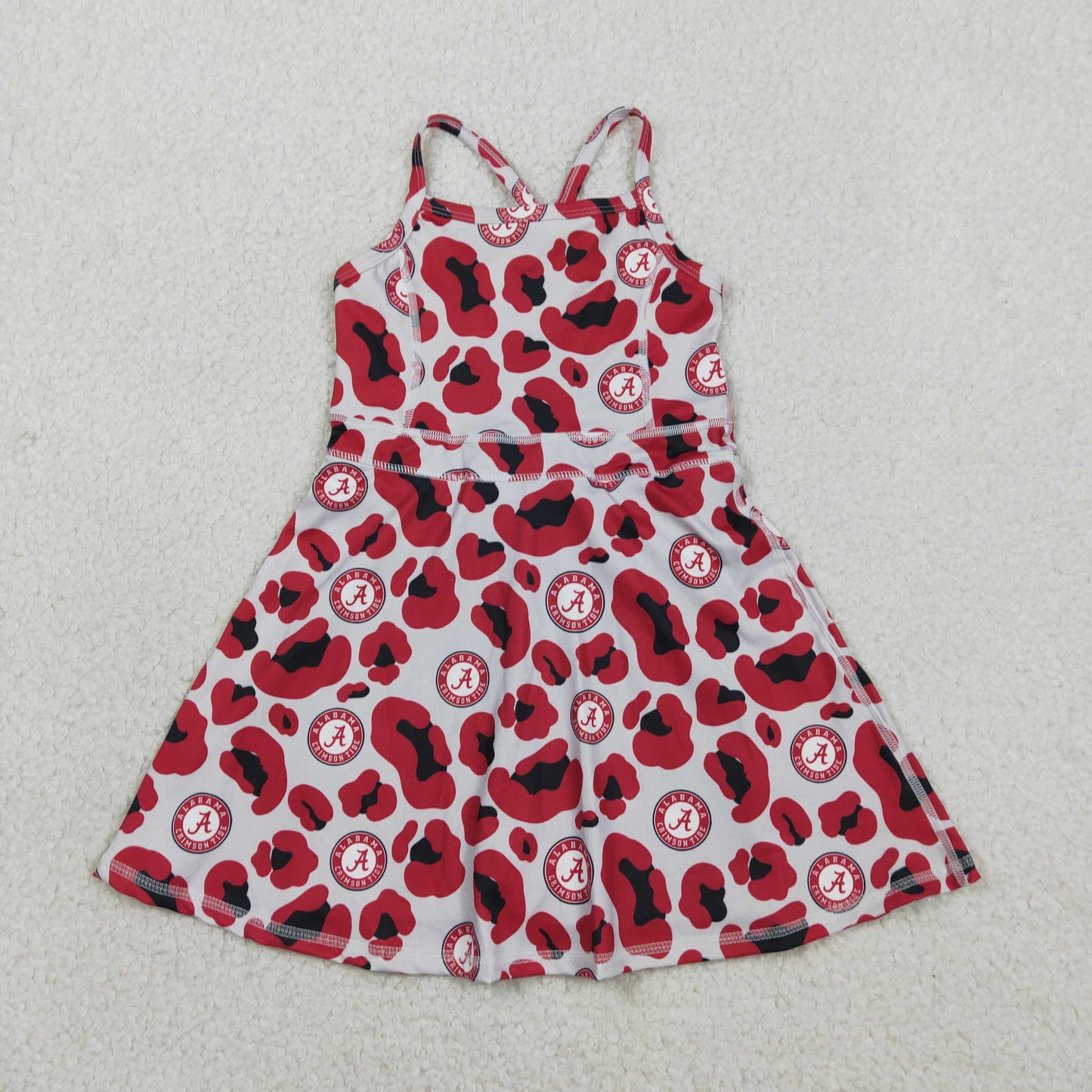 GSD3635 Go Team A Red Black Leopard Yoga Sleeveless Dresses for Girls 202602 RTS