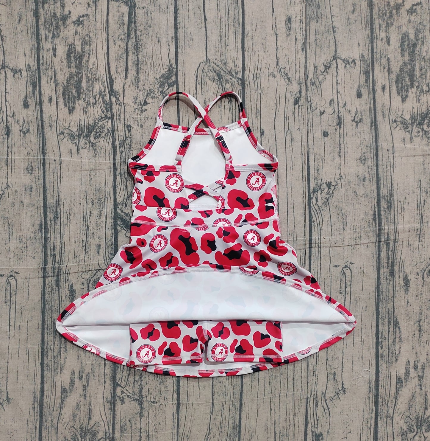 NO MOQ preorder GSD3635 Go Team A Red Black Leopard Yoga Sleeveless Dresses for Girls 202601