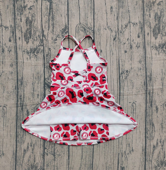 NO MOQ preorder GSD3635 Go Team A Red Black Leopard Yoga Sleeveless Dresses for Girls 202601