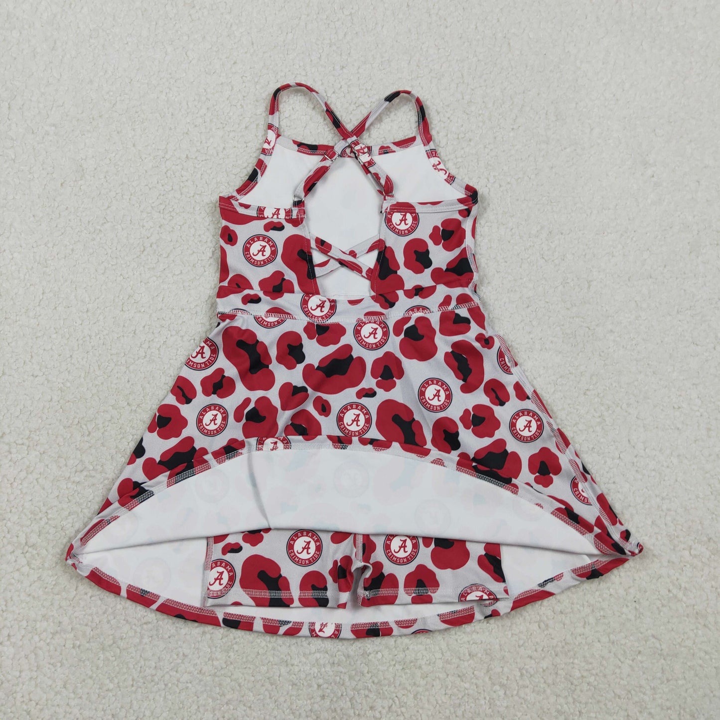 GSD3635 Go Team A Red Black Leopard Yoga Sleeveless Dresses for Girls 202602 RTS