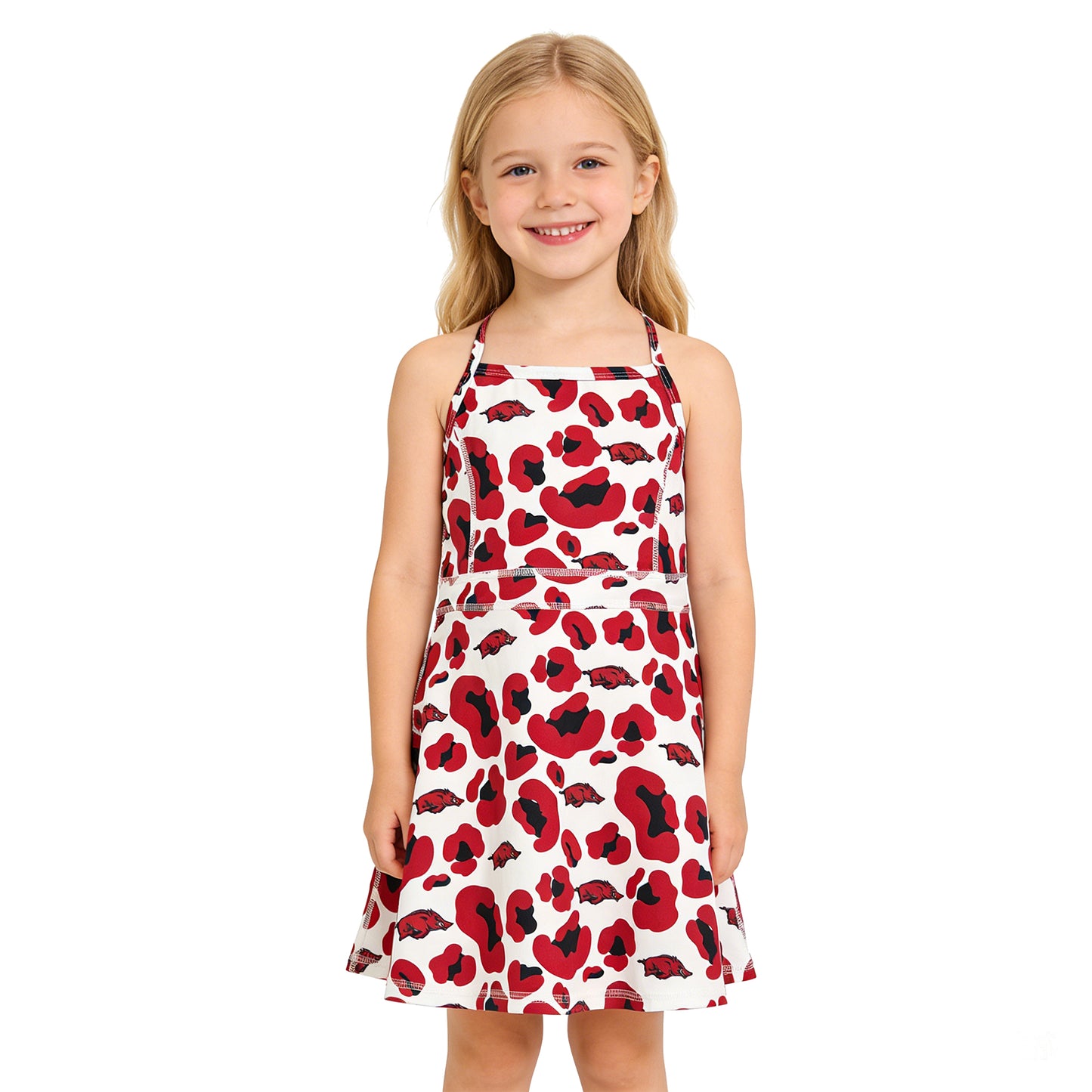 GSD3636 Go Team Wild Boar Red Black Leopard Yoga Sleeveless Dresses for Girls 202603 RTS