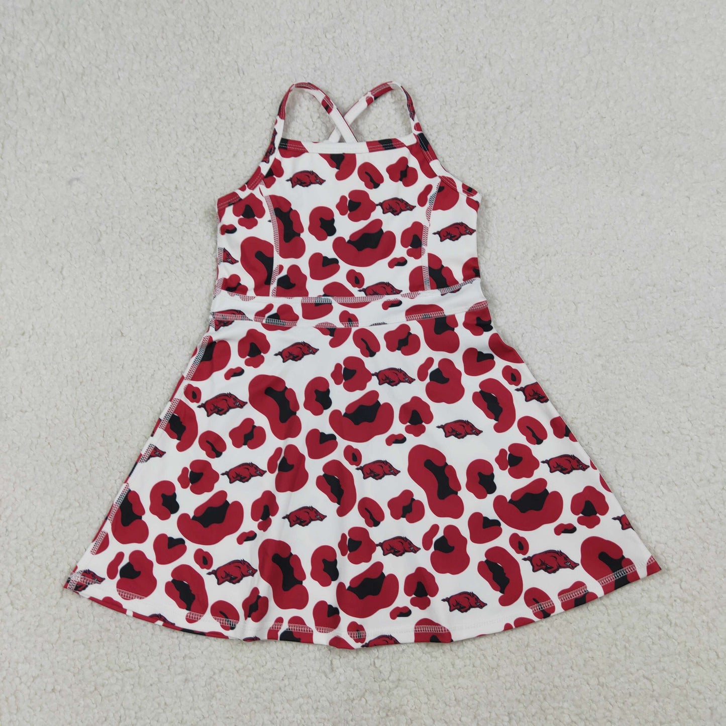 GSD3636 Go Team Wild Boar Red Black Leopard Yoga Sleeveless Dresses for Girls 202603 RTS