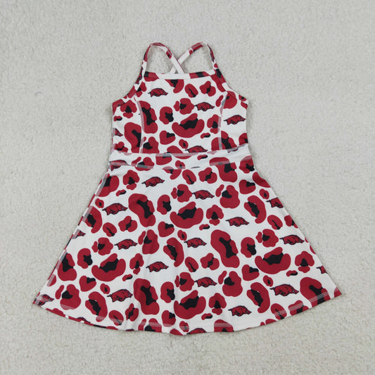 GSD3636 Go Team Wild Boar Red Black Leopard Yoga Sleeveless Dresses for Girls 202603 RTS