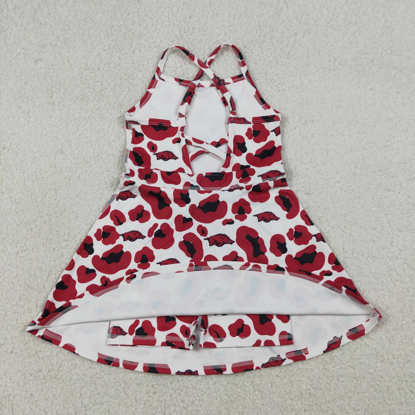 GSD3636 Go Team Wild Boar Red Black Leopard Yoga Sleeveless Dresses for Girls 202603 RTS