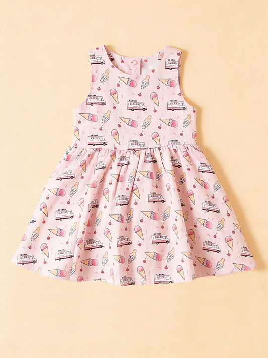 MOQ 5 PCS Preorder GSD3649 Ice Cream Cars Pink Sleeveless Dresses for Girls 202601