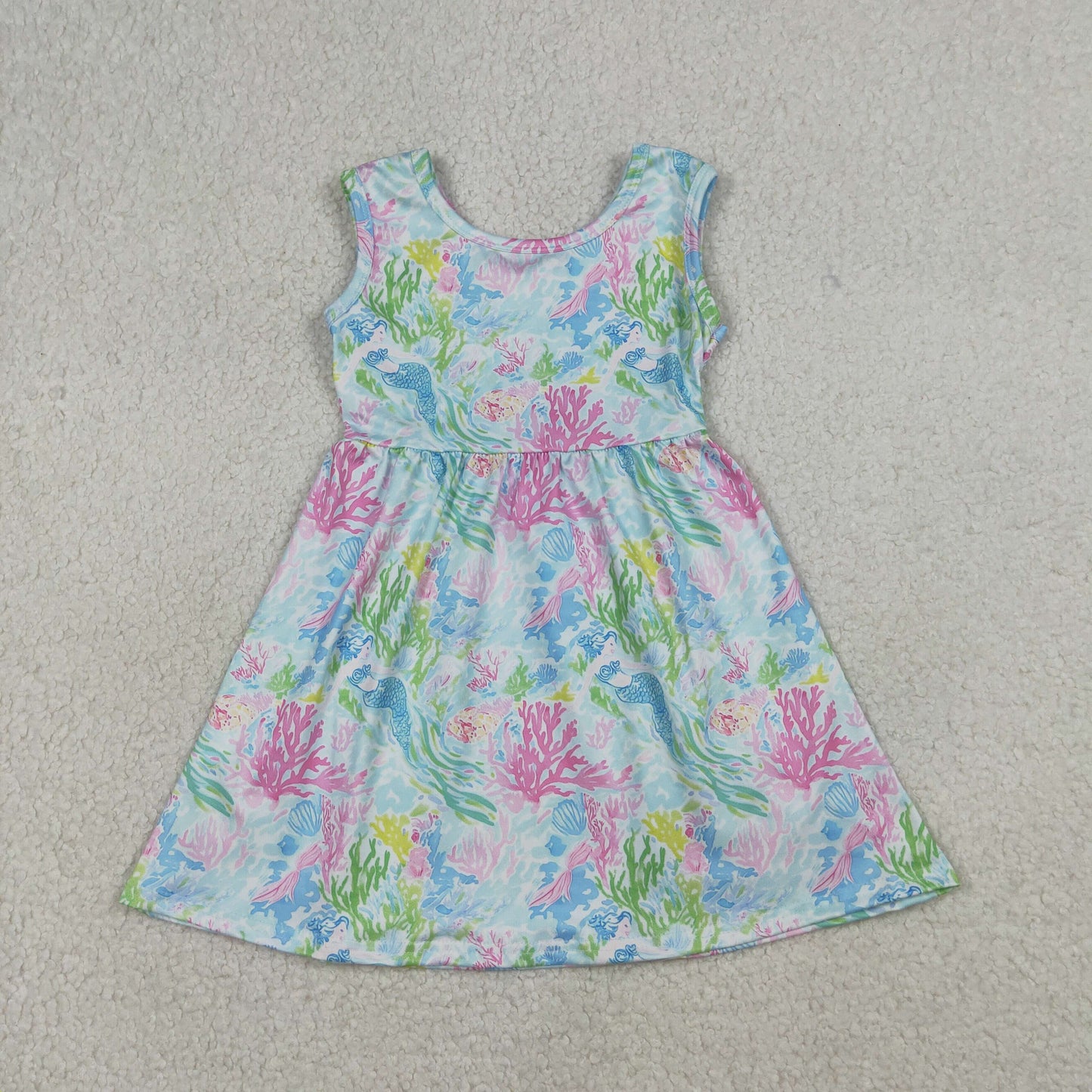 GSD3665 Mermaid Coral Seaweed Sleeveless Dresses for Girls 202603 RTS
