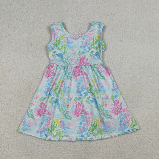 GSD3665 Mermaid Coral Seaweed Sleeveless Dresses for Girls 202603 RTS