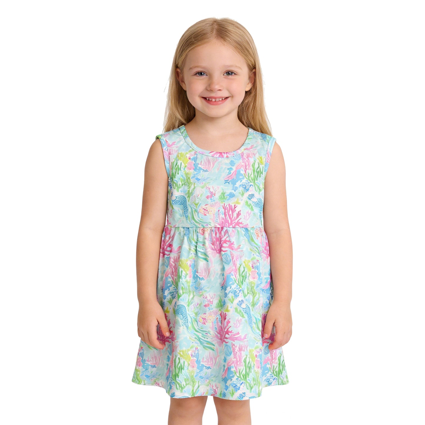 GSD3665 Mermaid Coral Seaweed Sleeveless Dresses for Girls 202603 RTS