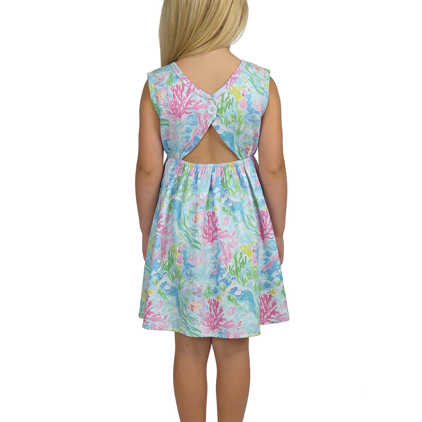 GSD3665 Mermaid Coral Seaweed Sleeveless Dresses for Girls 202603 RTS