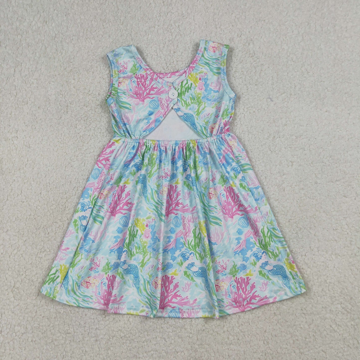 GSD3665 Mermaid Coral Seaweed Sleeveless Dresses for Girls 202603 RTS