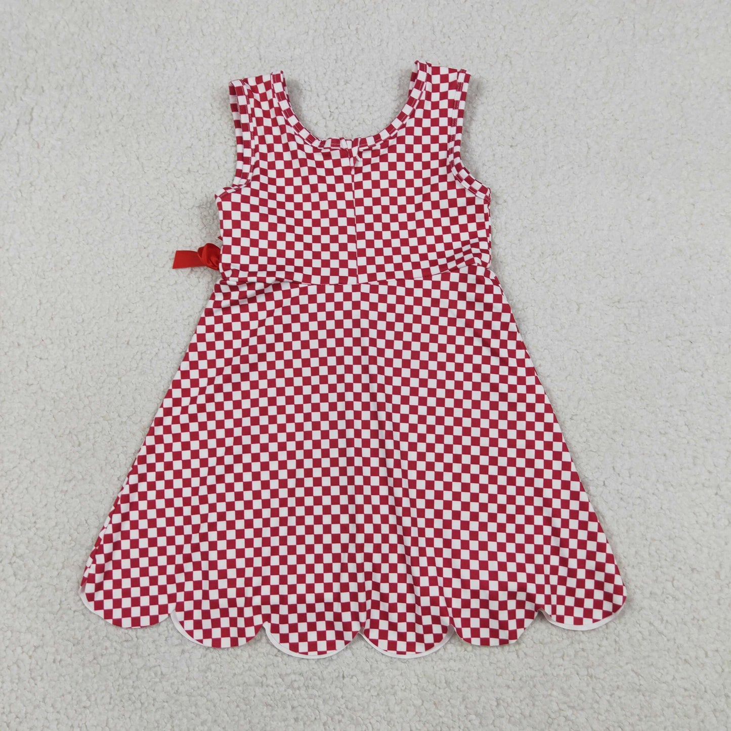 GSD3669 Red Plaid Ruffle Sleeveless Dresses for Girls 202605 RTS