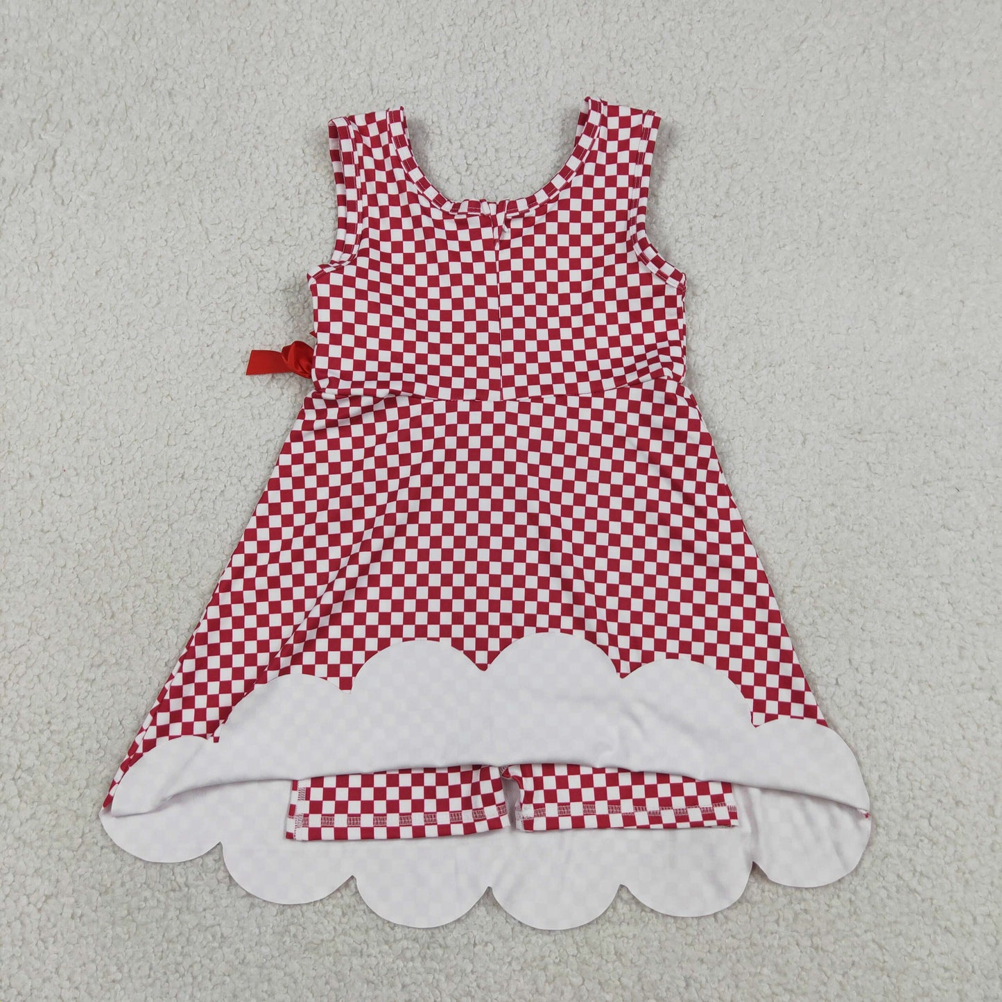 GSD3669 Red Plaid Ruffle Sleeveless Dresses for Girls 202605 RTS