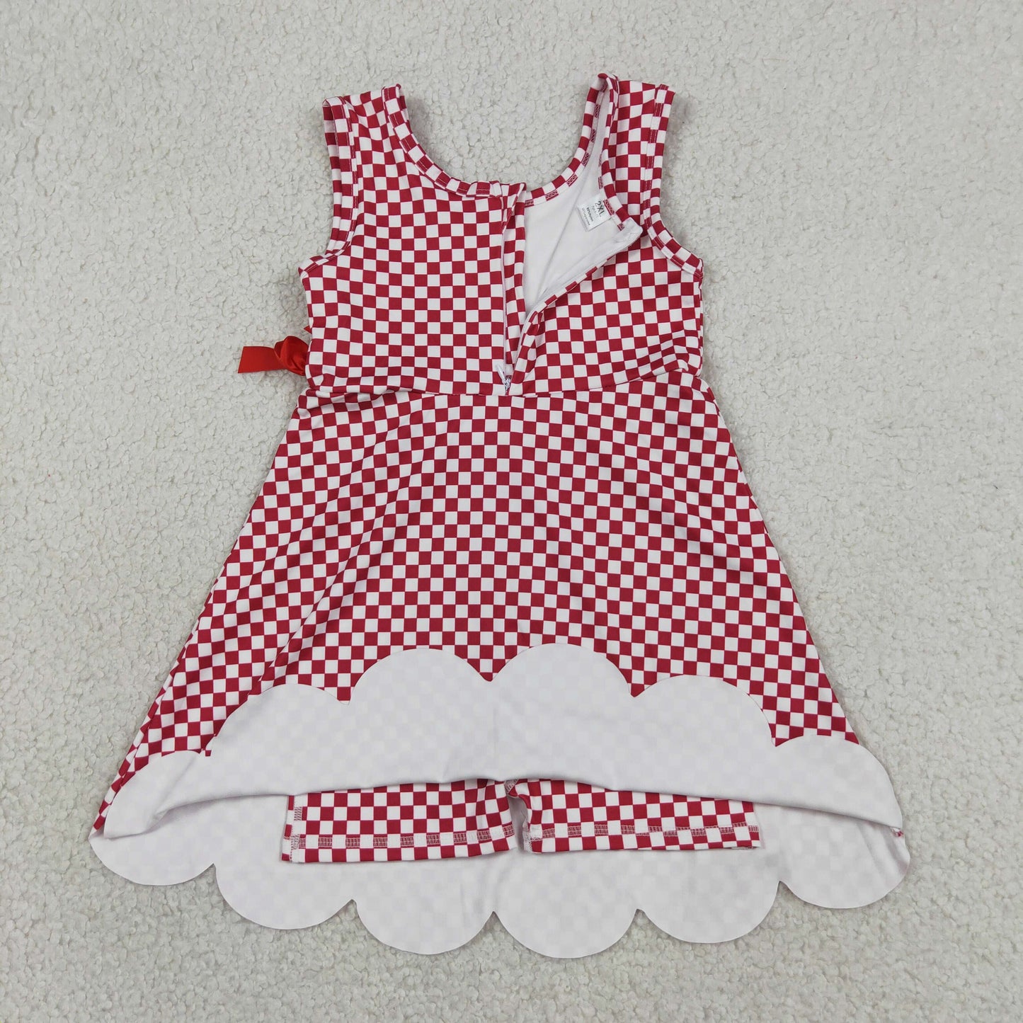 GSD3669 Red Plaid Ruffle Sleeveless Dresses for Girls 202605 RTS